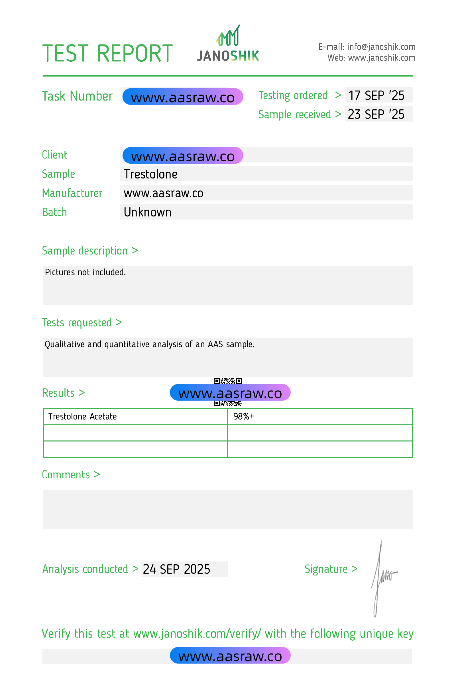 AASraw Trestolone Acetate Powder Janoshik HPLC 20250924.png